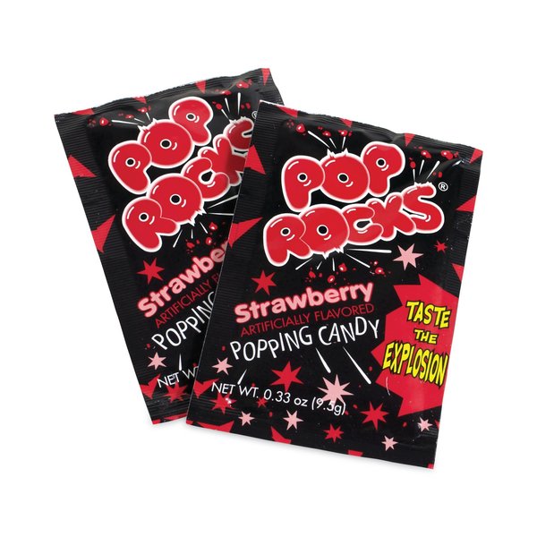 Pop Rocks Sugar Candy, Strawberry, 033 oz Pouches, PK24, 24PK 823171